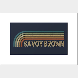 Savoy Brown Retro Stripes Posters and Art